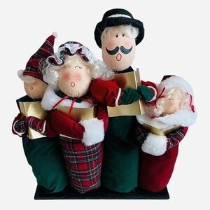 Pacific Rim Vintage 4 Figures Singing Carols Plush 15"x4"x18" Handmade VG